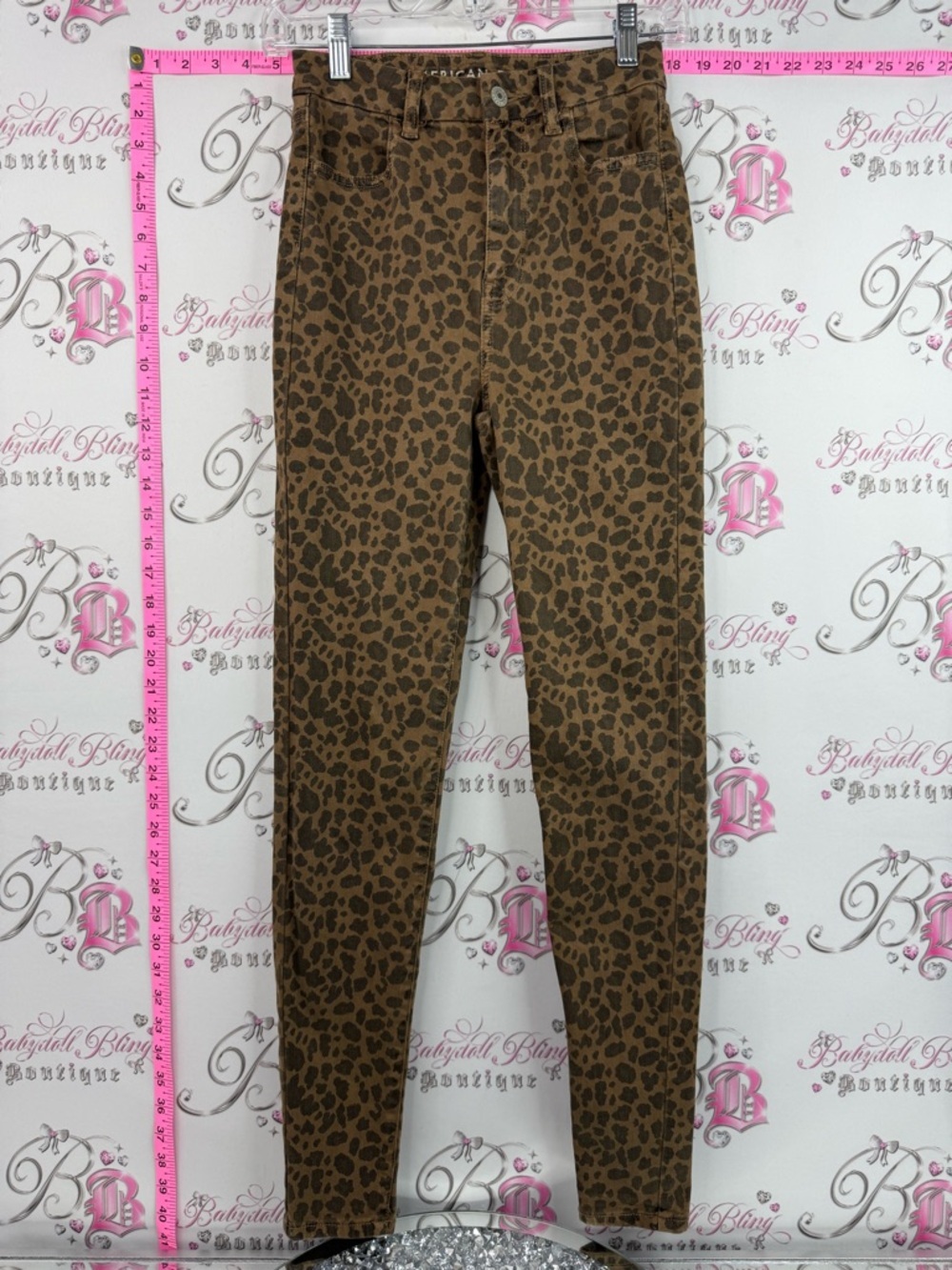 American Eagle Outfitters curvy super hi rise jegging Brown Leopard Print Jeans